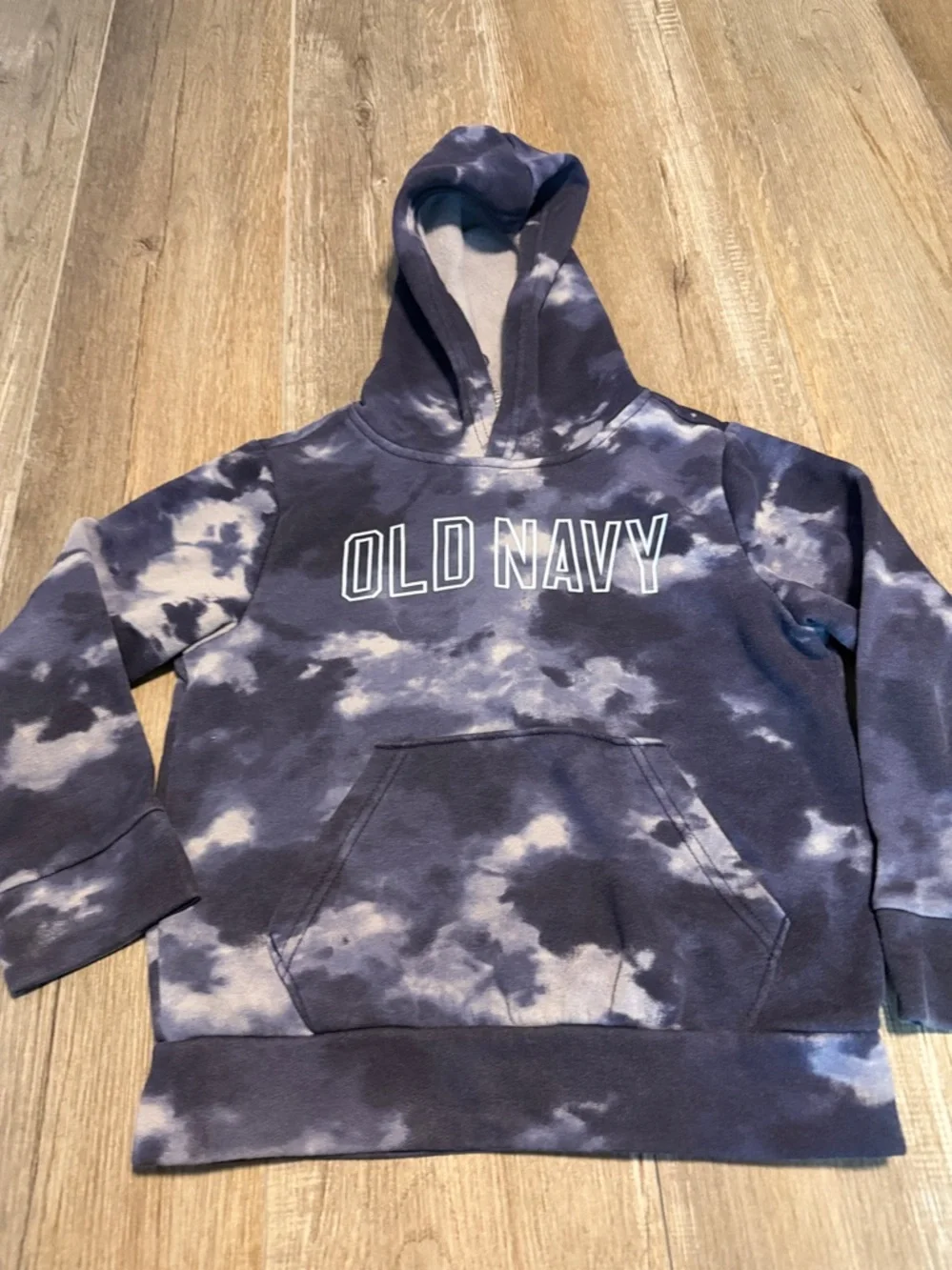 Old Navy Navy and White Tie-Dye Pullover Hoodie